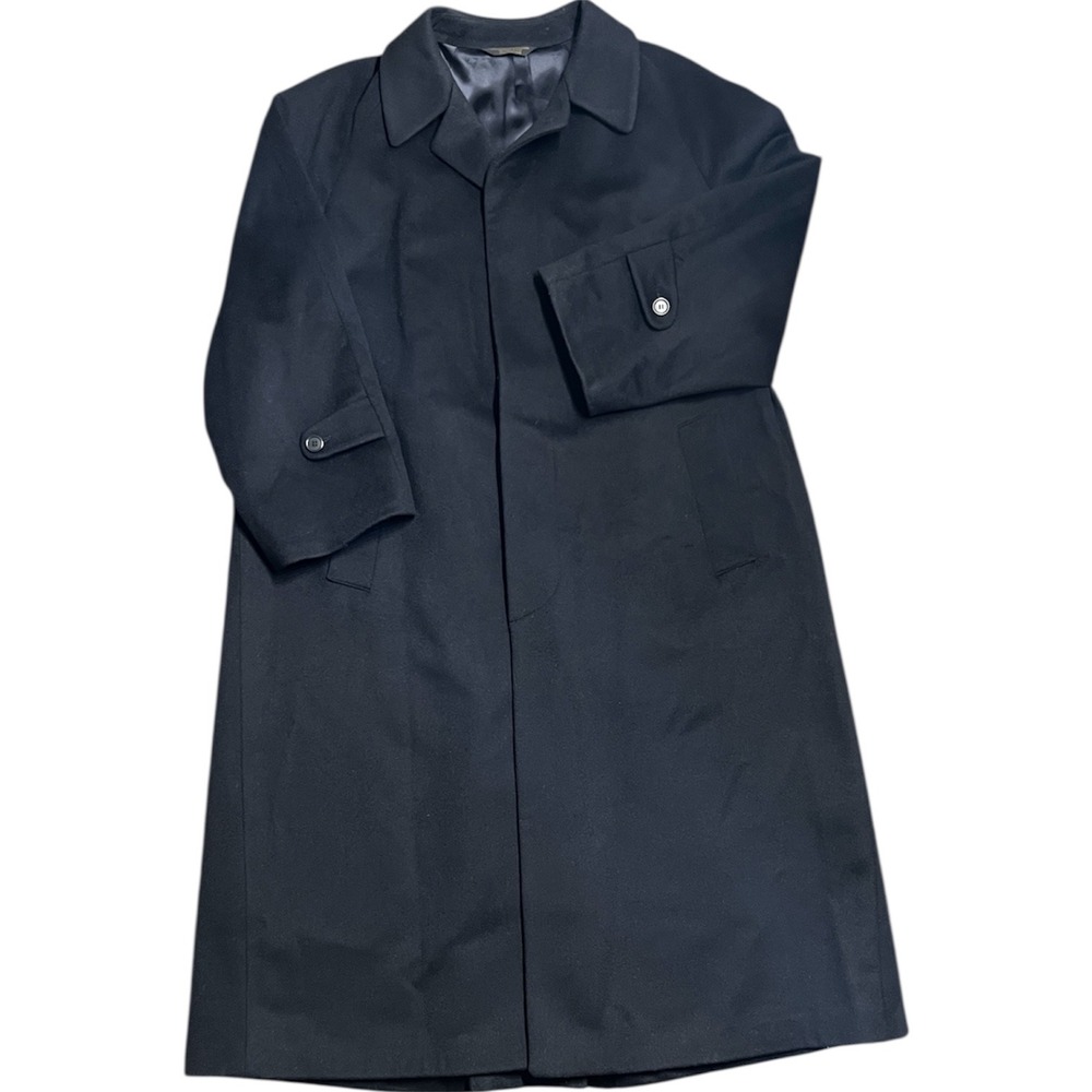 Cardinal of Canada for Nordstrom Mens 42S Black 100% Wool Overcoat Trench‎ Coat